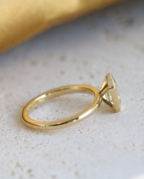 Gold Plated Silver White Zircon Octagon Ring