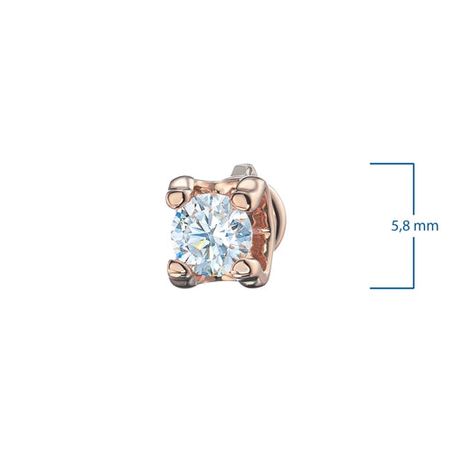 14K Rose Gold Earring Studs with 2 Round-Cut Lab-Created Diamonds 2.14