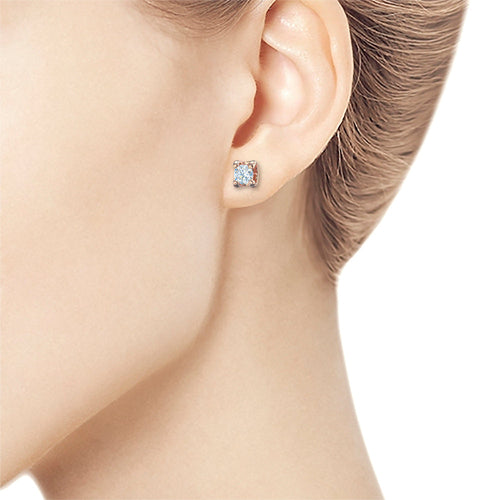 14K Rose Gold Earring Studs with 2 Round-Cut Lab-Created Diamonds 2.14