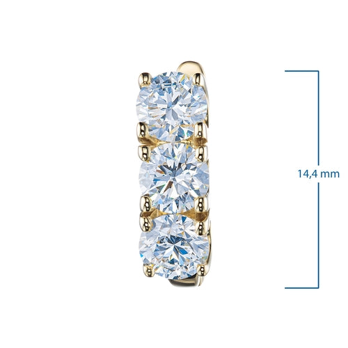 14K Yellow Gold Earrings with 6 Round-Cut Lab-Created Diamonds 2.275