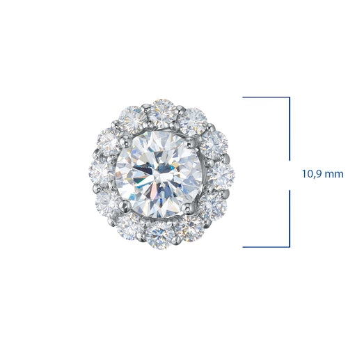 14K White Gold Earring Studs with 26 Round-Cut Lab-Created Diamonds