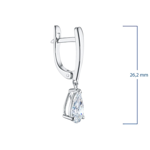 14K White Gold Earrings with 2 Pear-Cut Lab-Created Diamonds 2.05